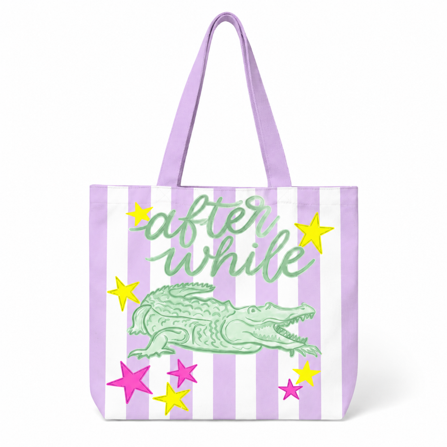 Striped Later After White Summer Tote Bag