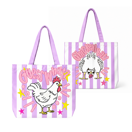 Striped Guess What Chicken Butt Tote Bag