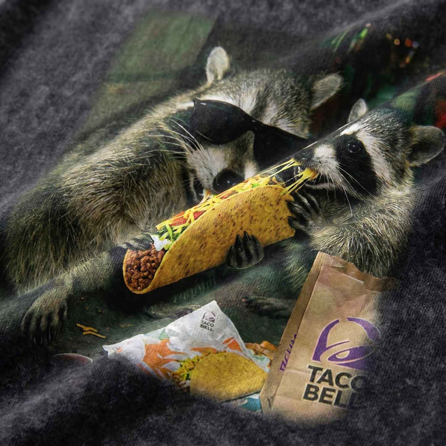 ChaoticClub Raccoon Eating Taco Wash Tanktop