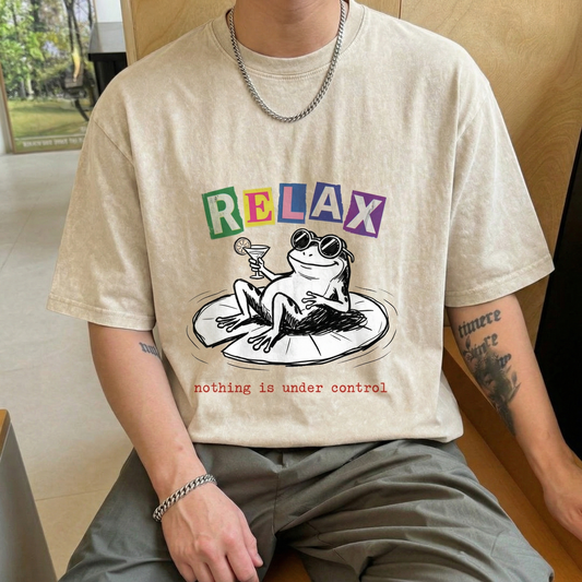 ChaoticClub Relax Nothing Is Under Control Frog Washed T-Shirt