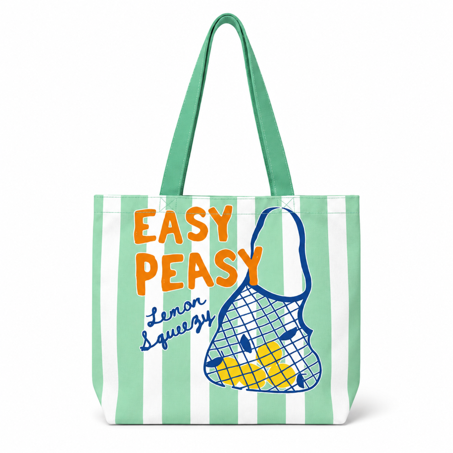 Easy Peasy Lemon Squeezy Summer Striped Tote Bag
