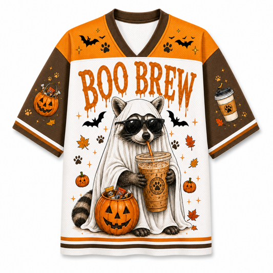 Chaotic Club Feral Halloween Boo Ghost Raccoon Halloween Mesh Jersey