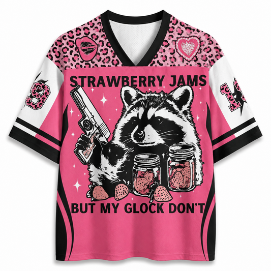 ChaoticClub Strawberry Jams Glock Leopard Pink Raccoon Mesh Jersey