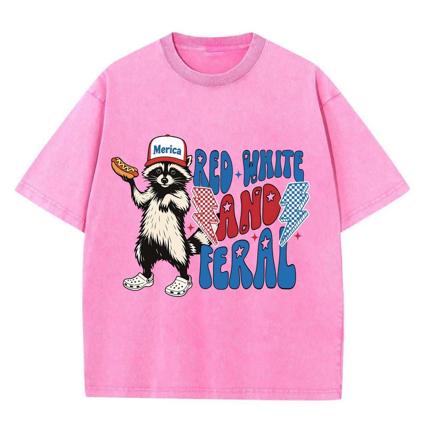 Chaoticclub 250th Red White and Feral Washed T-Shirt