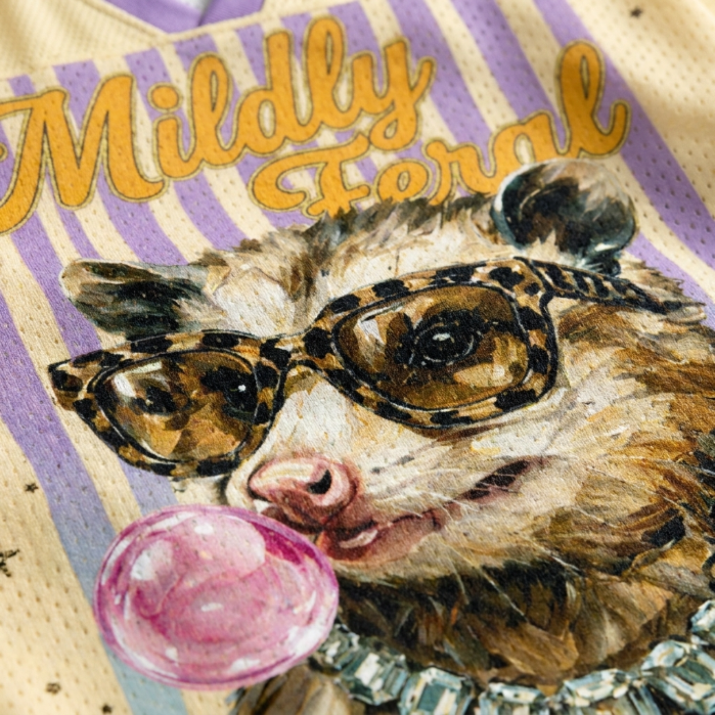 ChaoticClub Leopard Opossum Bubble Striped Summer Mesh Jersey