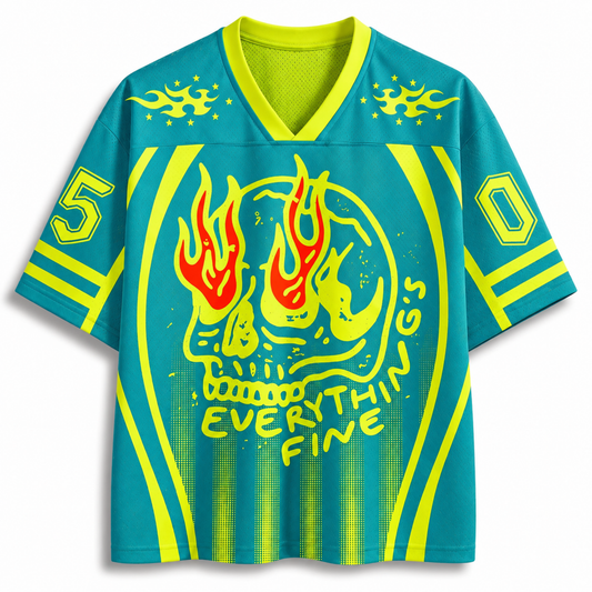 ChaoticClub Everything Is Fine It's Fine Neon Summer Mesh Jersey