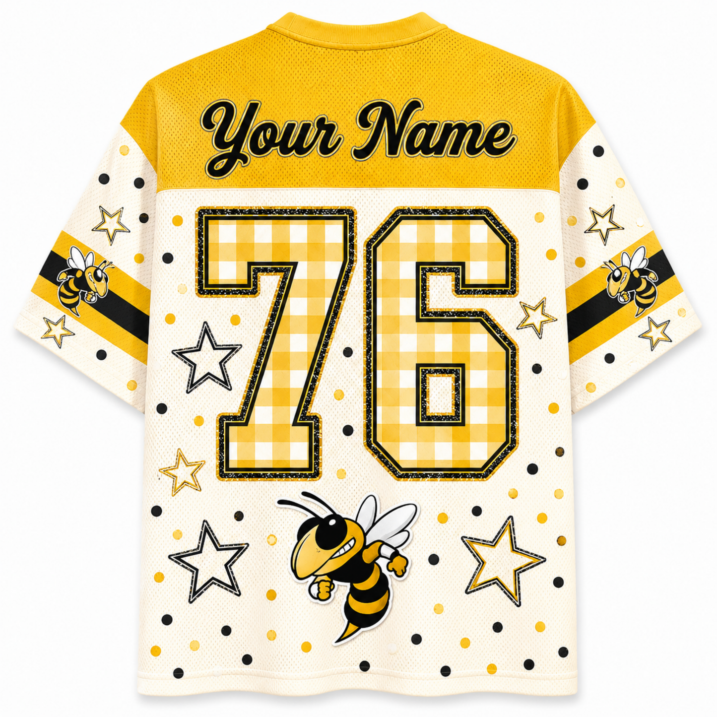 ChaoticClub Custom Gingham School Mascot Game Day Retro Mesh Jersey