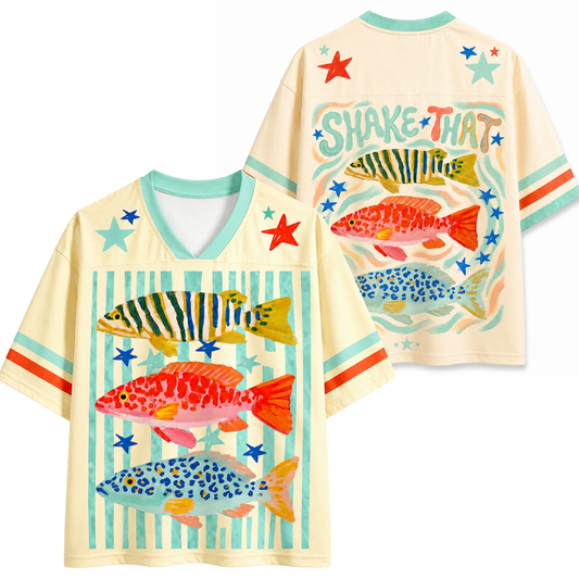ChaoticClub Preppy Striped Summer Fish Mesh Jersey