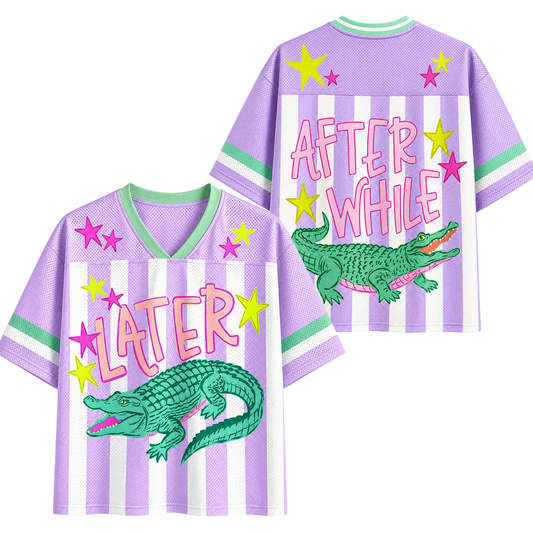 ChaoticClub Striped Later Gator After While Crocodile Summer Mesh Jersey