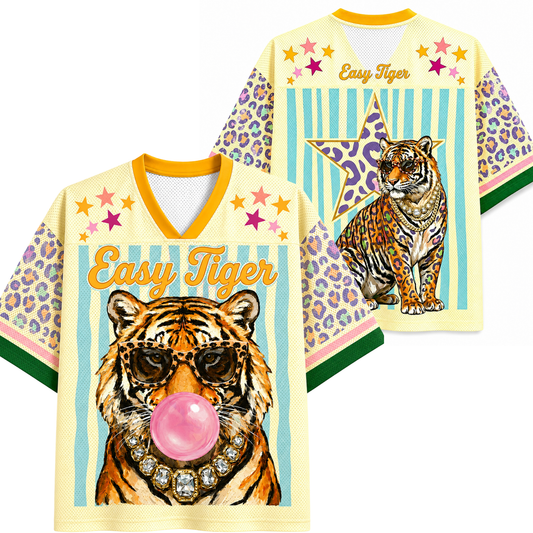 ChaoticClub Preppy Tiger Stars Bubblegum Mesh Jersey