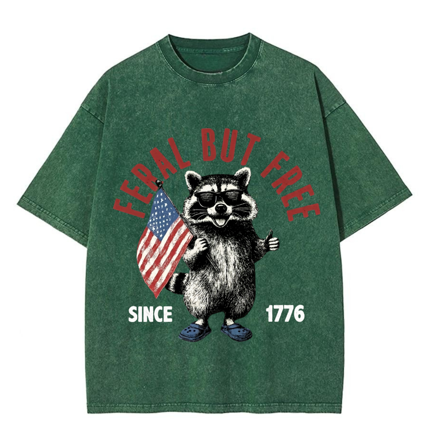 Chaoticclub 250th Feral But Free Raccoon Washed T-Shirt