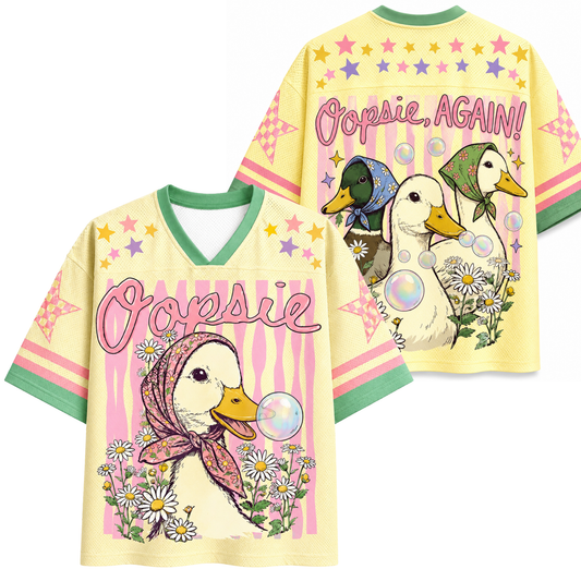 ChaoticClub Oopsie Cute Duck Floral Bubblegum Summer Mesh Jersey