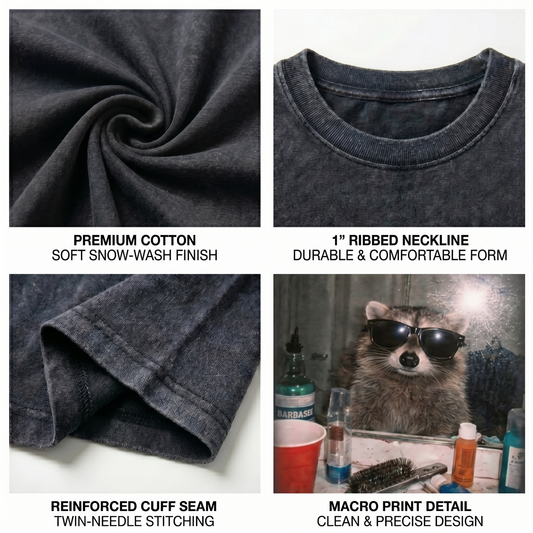 ChaoticClub Meme Raccoon Drinking Soda Washed T-Shirt