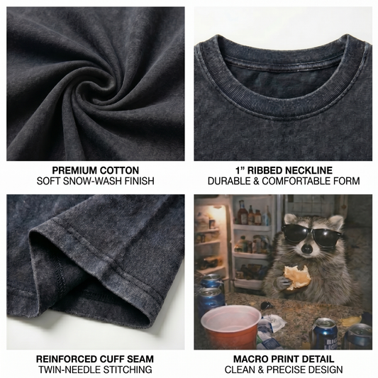 ChaoticClub Meme Raccoon Eating Sandwiches Washed T-Shirt