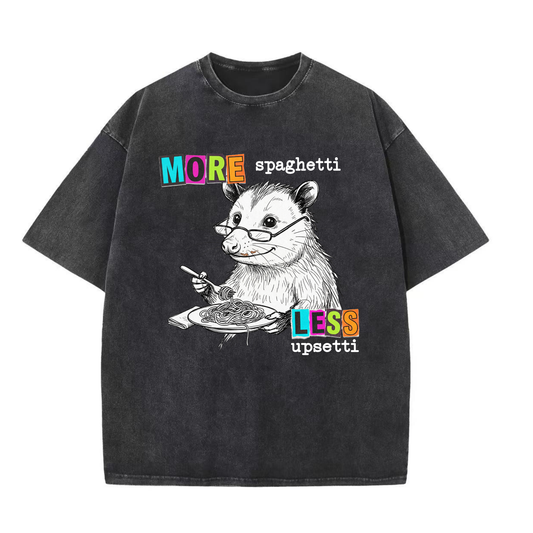 ChaoticClub More Spaghetti Less Upsetti Possum Washed T-Shirt