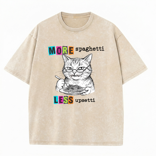 ChaoticClub More Spaghetti Less Upsetti Cat Washed T-Shirt