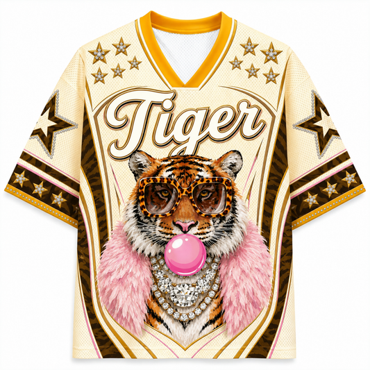 ChaoticClub Glam Tiger Bumblegum Leopard Mesh Jersey