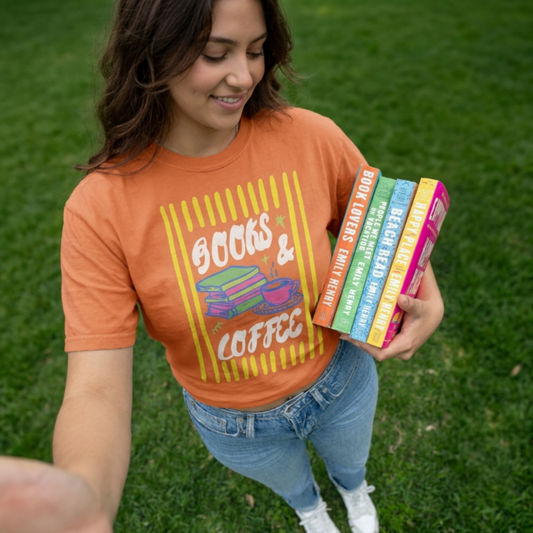 ChaoticClub Books & Coffee Stripes T-Shirt