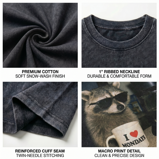 ChaoticClub I Love Mondays Raccoon Drink Coffee T-Shirt