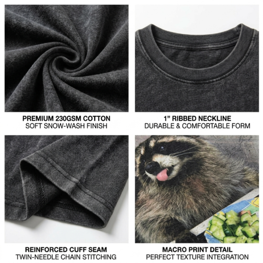 ChaoticClub Meme Cucumber Raccoon Washed T-Shirt
