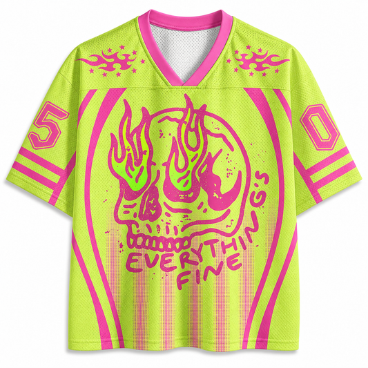 ChaoticClub Everything Is Fine Skull Neon Summer Mesh Jersey