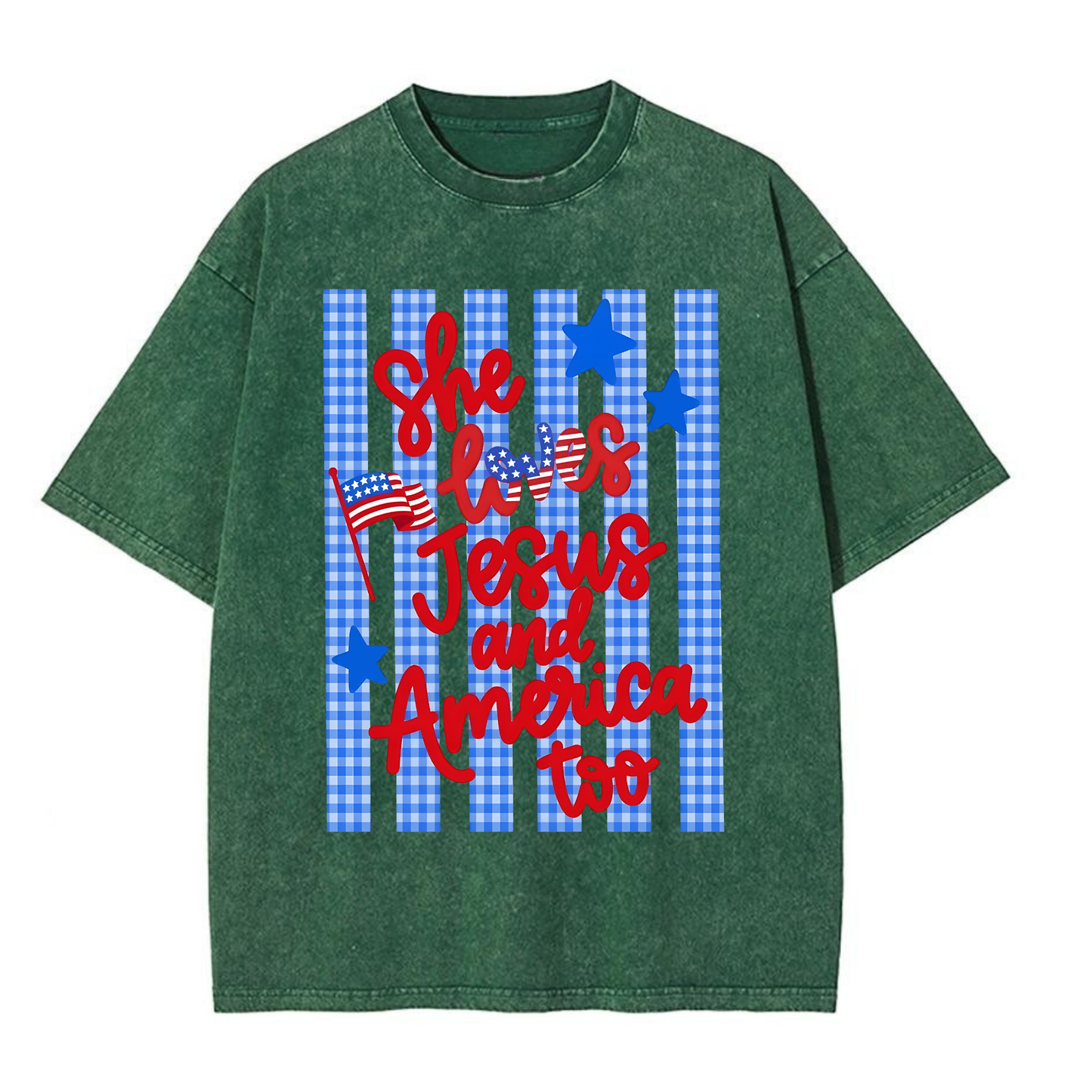 Chaoticclub She Loves Jesus And American Washed T-Shirt