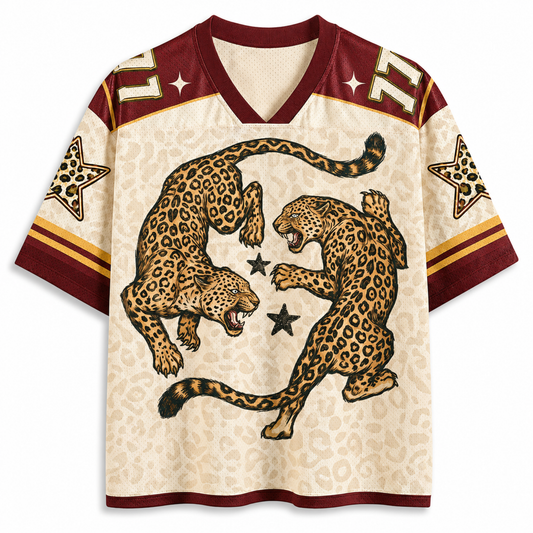 ChaoticClub Retro Leopard Fighting Wildlife Mesh Jersey