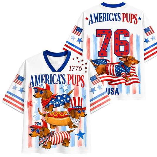 ChaoticClub Preppy Brushstroke 4th Of July Weiner Bubble Mesh Jersey