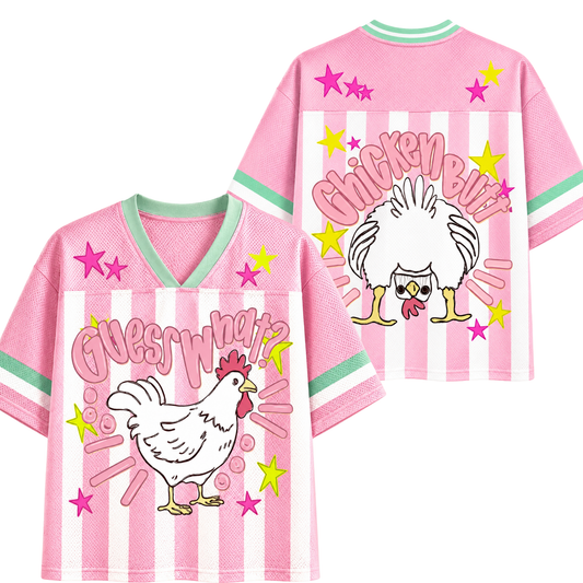 ChaoticClub Striped Guess What Chicken Butt Mesh Jersey