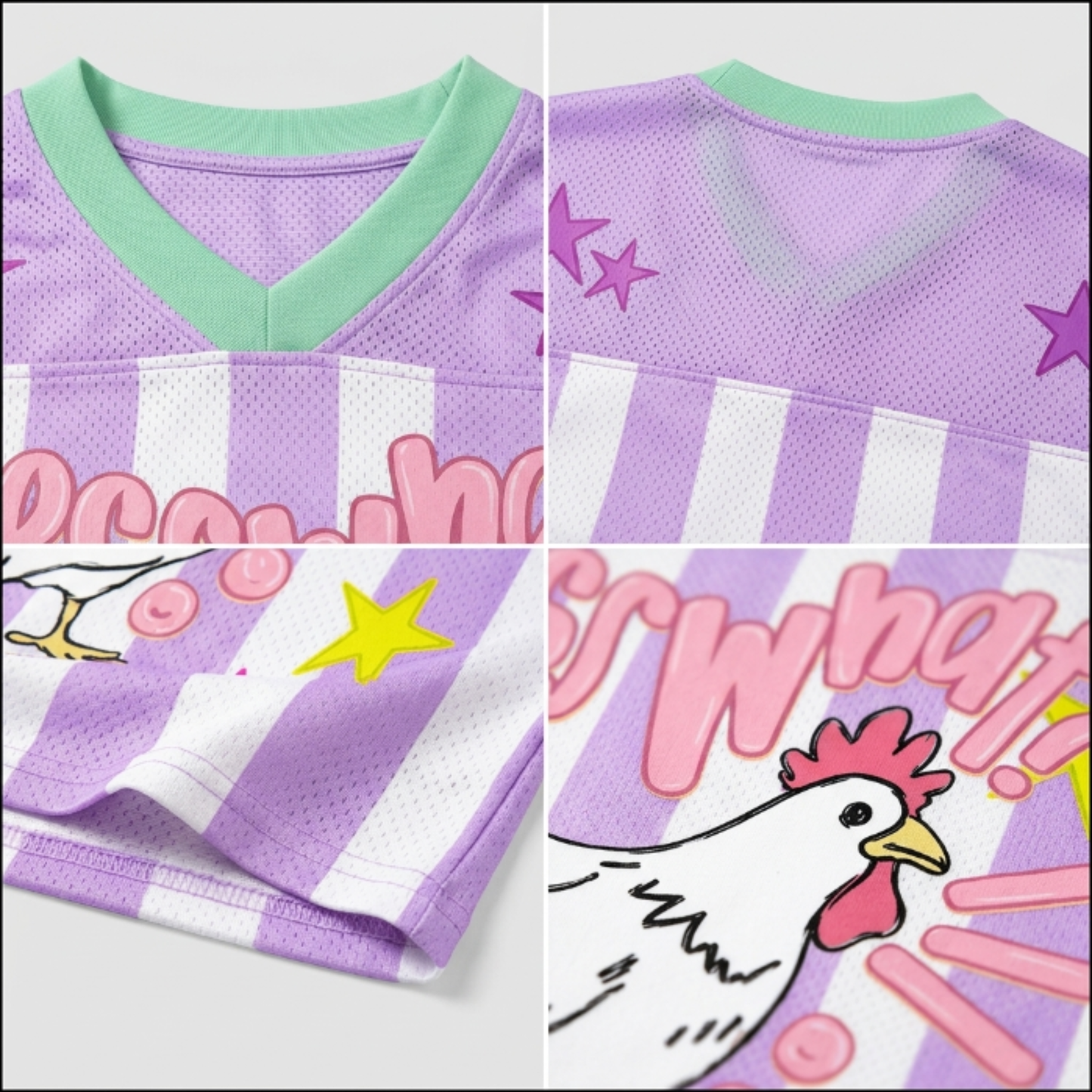 ChaoticClub Striped Guess What Chicken Butt Mesh Jersey
