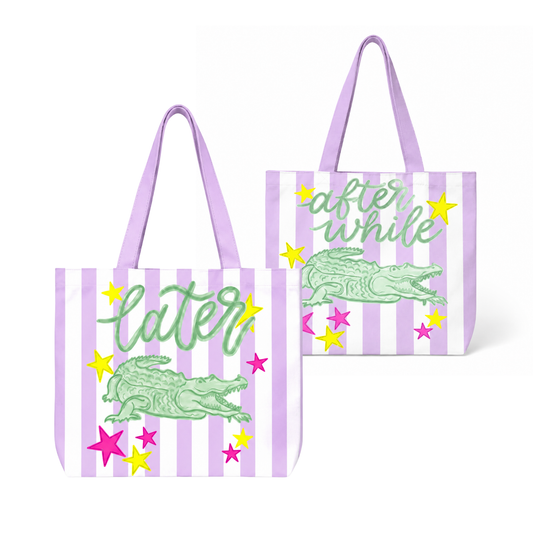 Striped Later After White Summer Tote Bag