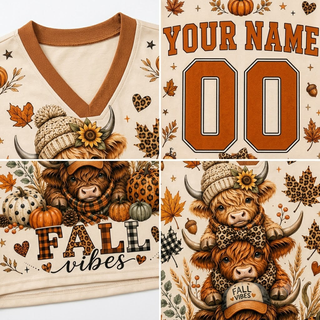 Chaotic Club Highland Cow Fall Autumn Pumpkin Long Sleeve Jersey