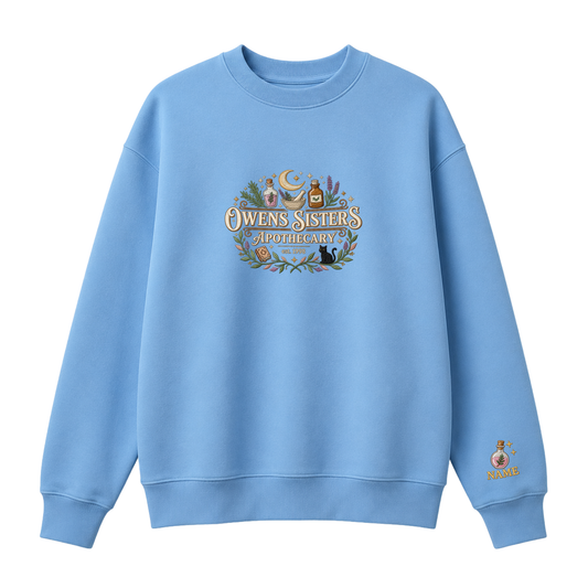 Chaotic Club Embroided Owens Sisters Apothecary Personalized Sleeve Crewneck Sweatshirt
