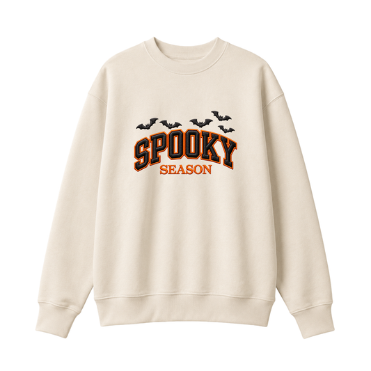 Chaotic Club Embroided Spooky Season Varsity Lettering Flying Bats Halloween Crewneck Sweatshirt
