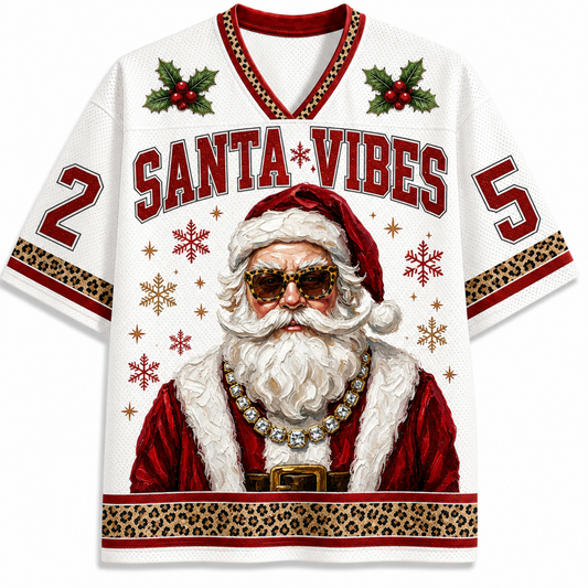 Chaotic Club Personalized Glam Santa Christmas Boujee Mesh Jersey