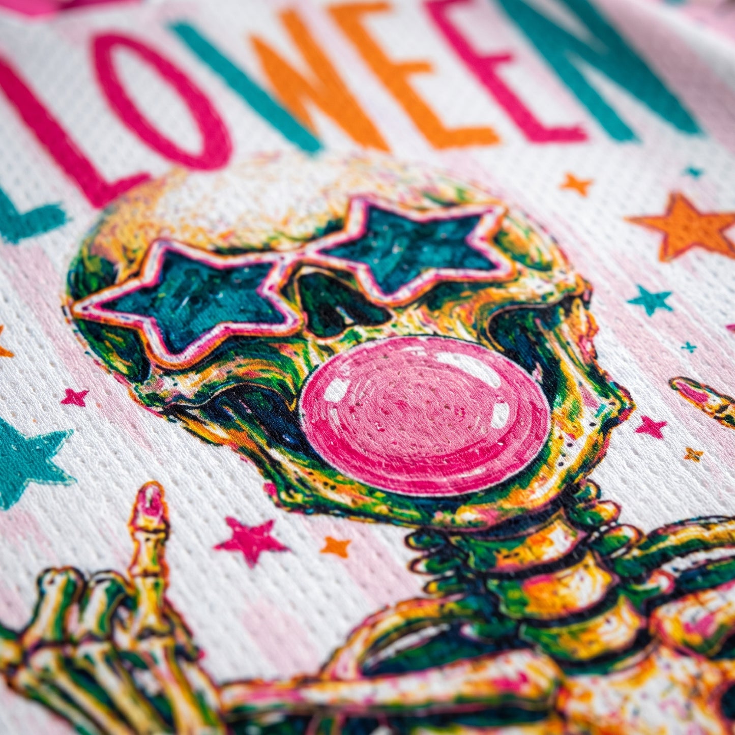 ChaoticClub Colorful Skull Ghost Bubblegum Halloween Mesh Jersey
