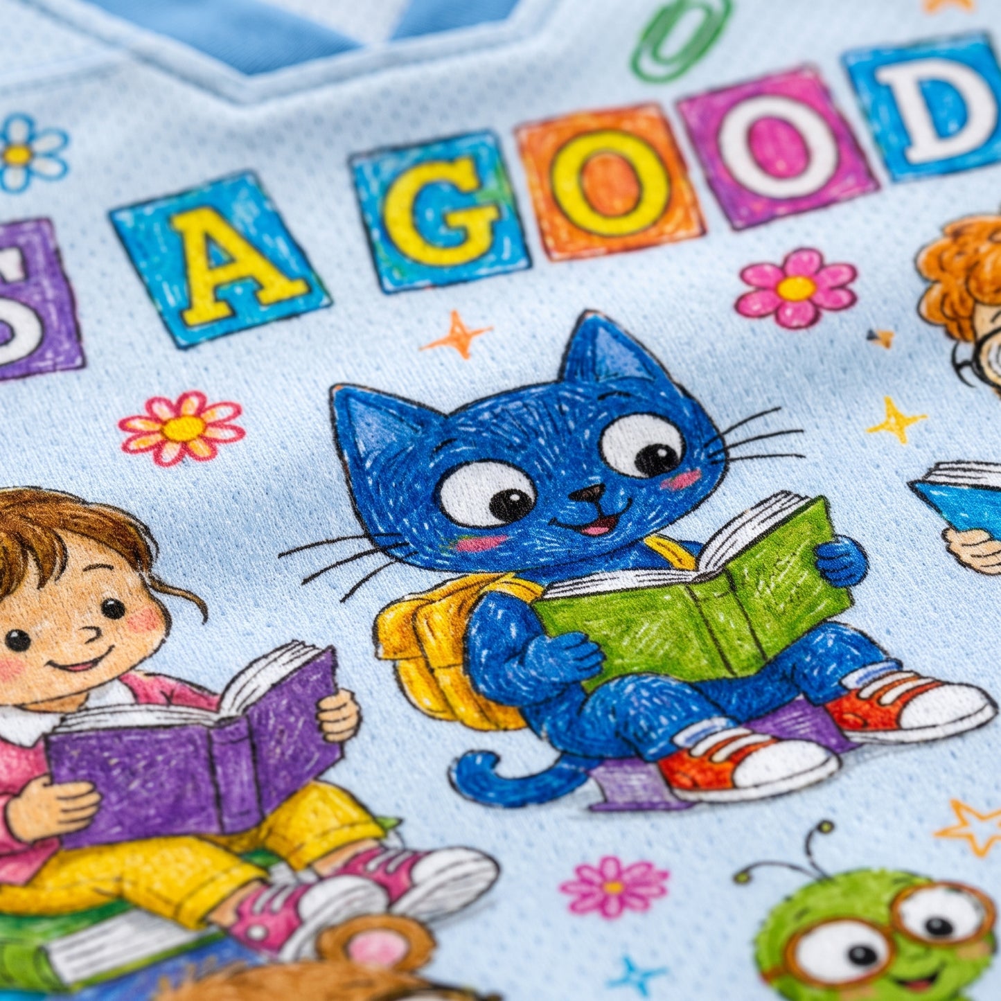 ChaoticClub Children's Book Characters It's A Good Day Learning Mesh Jersey