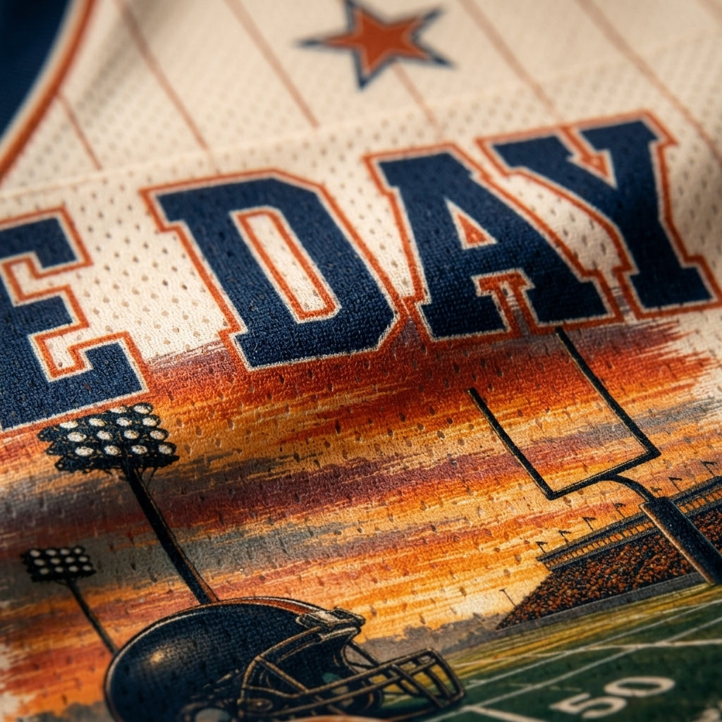 Chaotic Club Stripes Coastal Football Mom Sunset Mesh Jersey