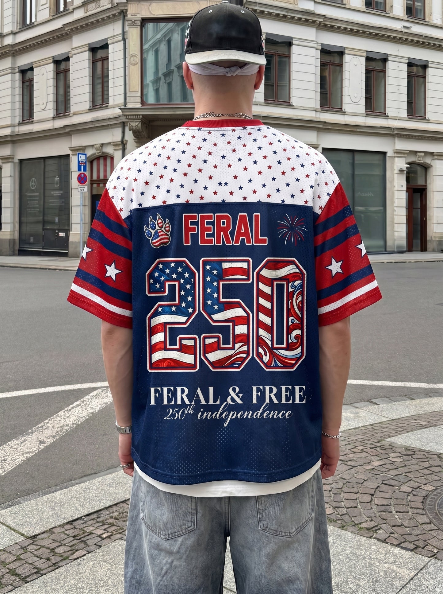 ChaoticClub USA Feral & Free Patriotic Raccoon Mesh Jersey