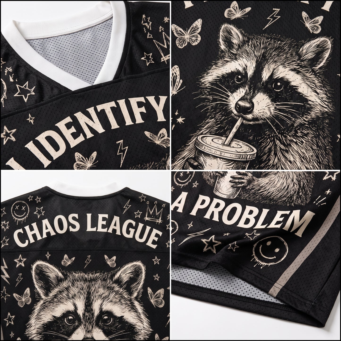 ChaoticClub I Identify As A Problem Raccoon Mesh Jersey