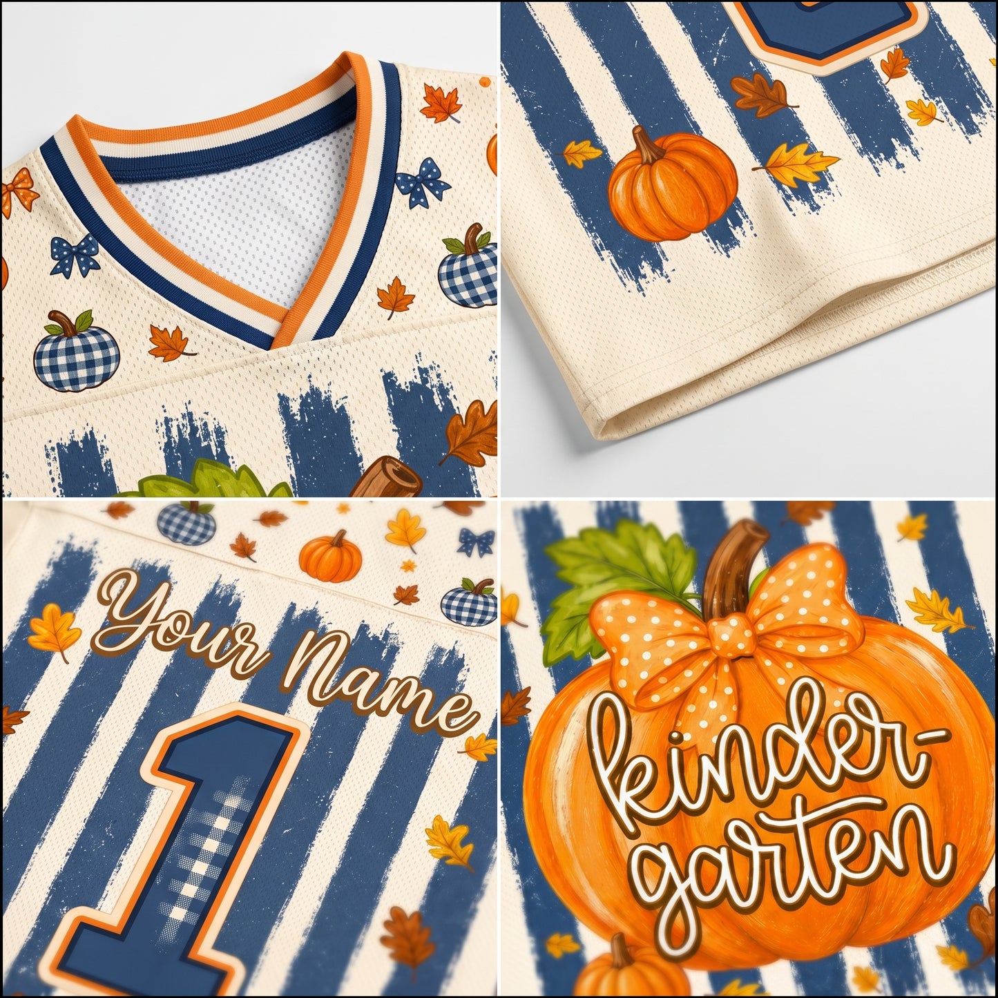 ChaoticClub Fall Back To School Striped Teacher Pumpkin Mesh Jersey