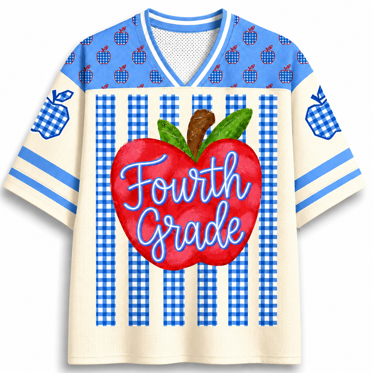 ChaoticClub Striped Teacher Apple Teach Love Mesh Jersey