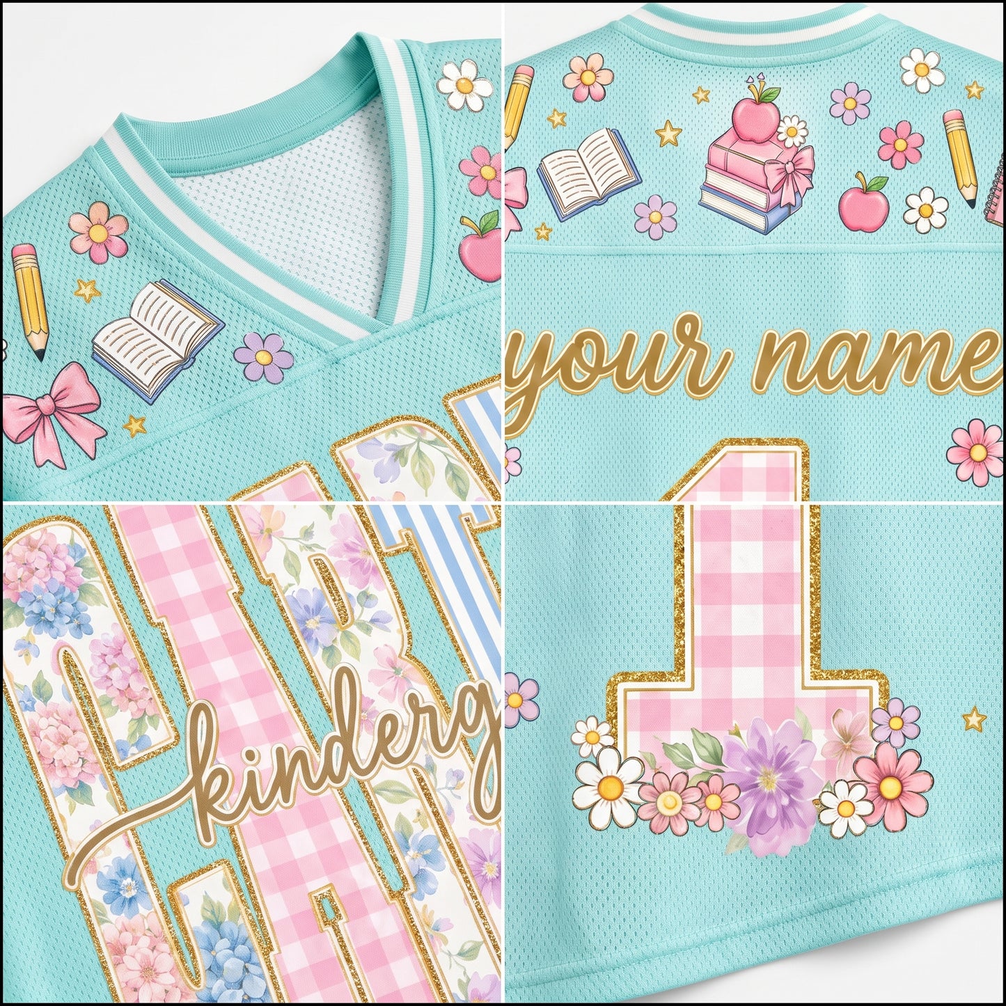 ChaoticClub Retro Striped Floral School Coquette Teacher Mesh Jersey