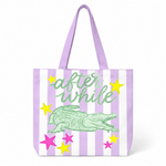 Striped Later After White Summer Tote Bag