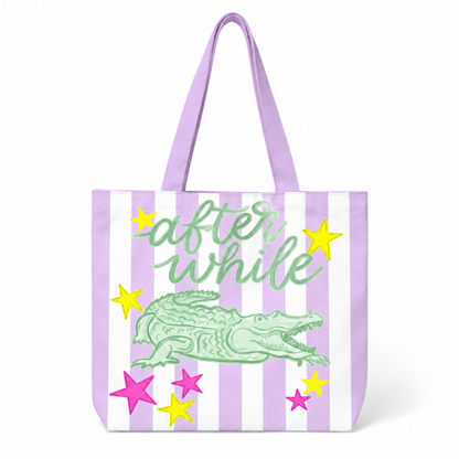 Striped Later After White Summer Tote Bag