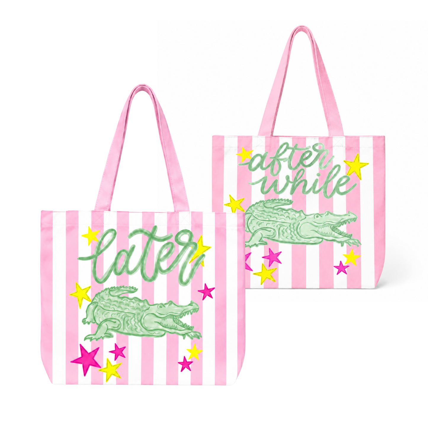 Striped Later After White Summer Tote Bag