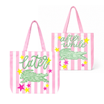 Striped Later After White Summer Tote Bag