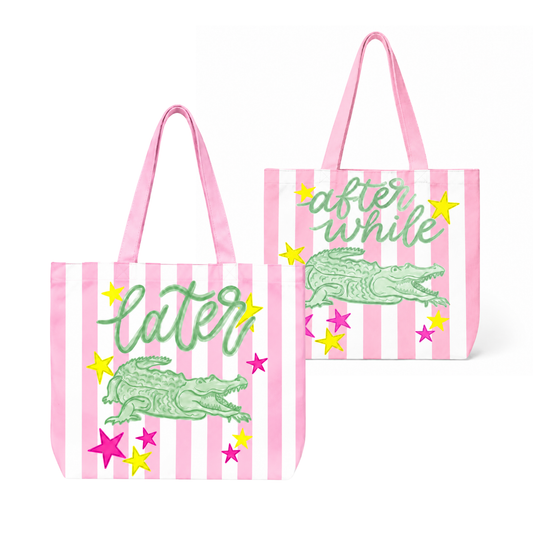 Striped Later After White Summer Tote Bag