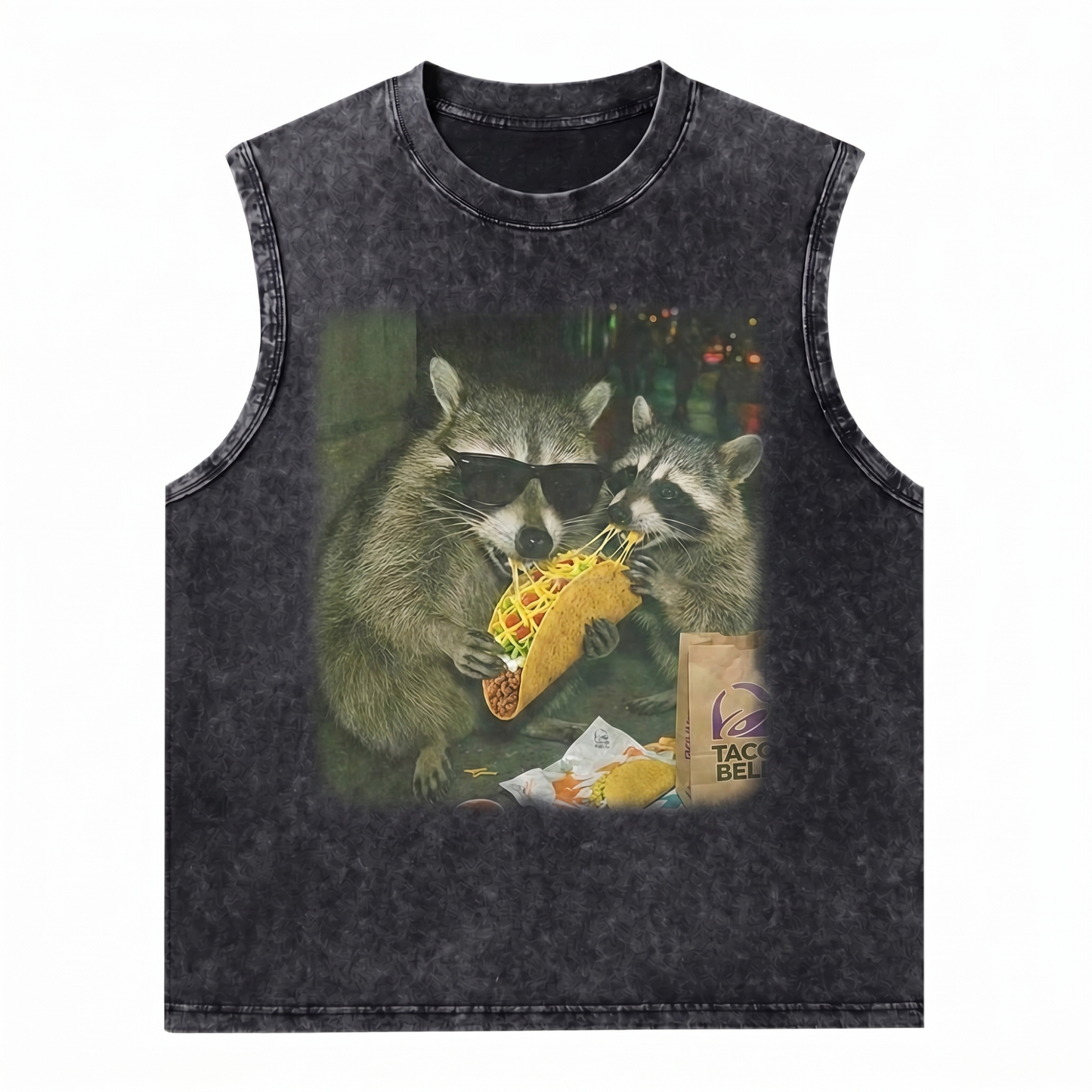 ChaoticClub Raccoon Eating Taco Wash Tanktop