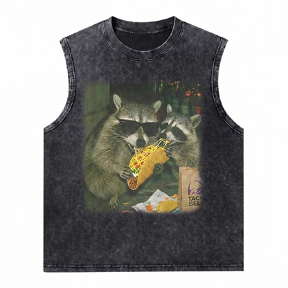 ChaoticClub Raccoon Eating Taco Wash Tanktop